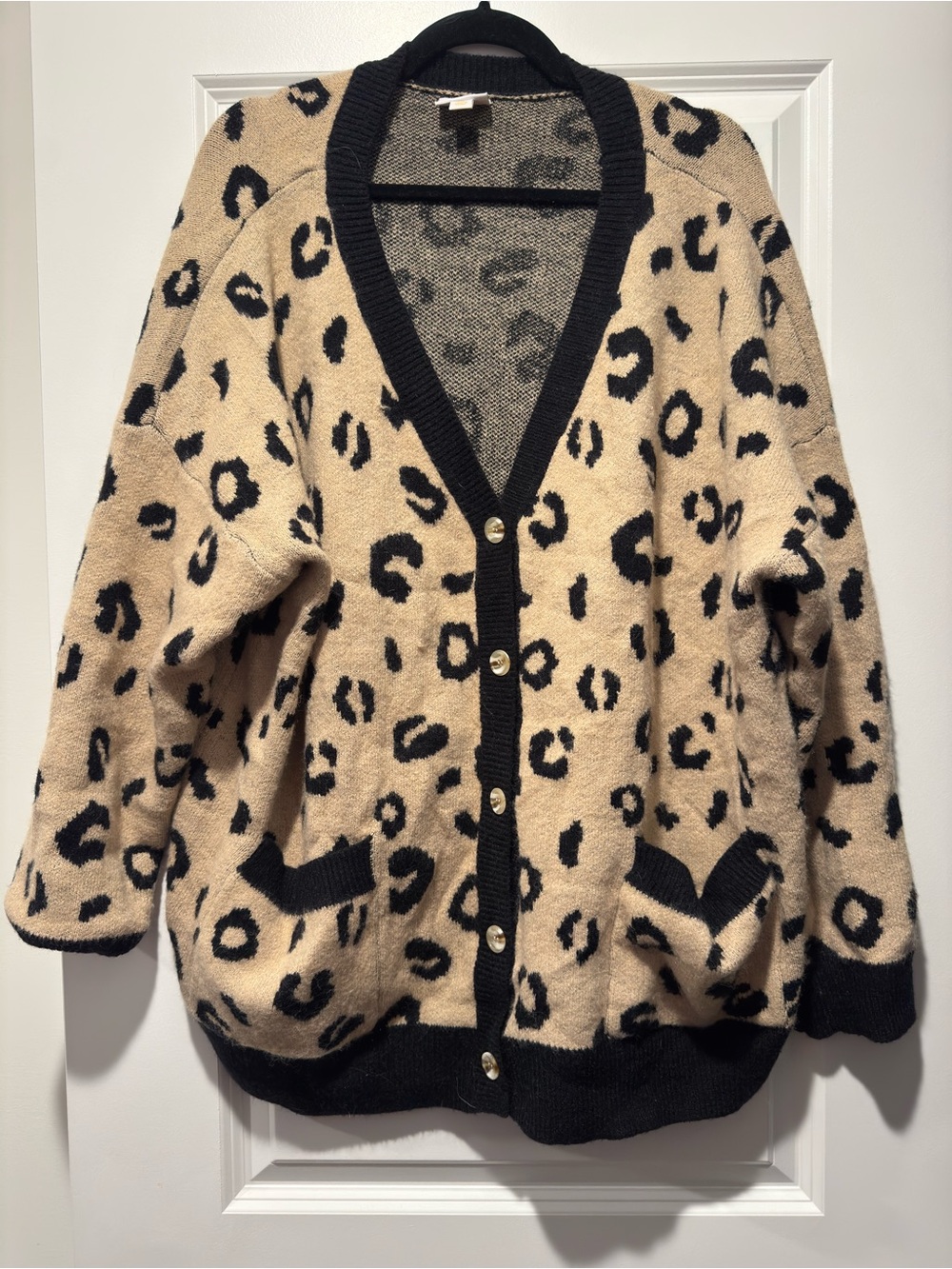 LuLaRoe Leopard Print Button Cardigan - Cream and Black